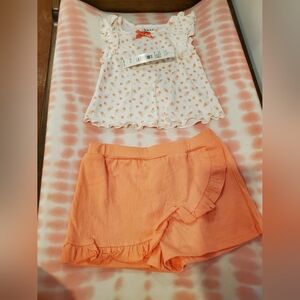 NWT Nicole Miller 2t White and Orange Kids Matching Set
